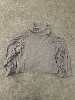 fab'rik Light Gray Turtleneck with Draped Balloon Sleeves